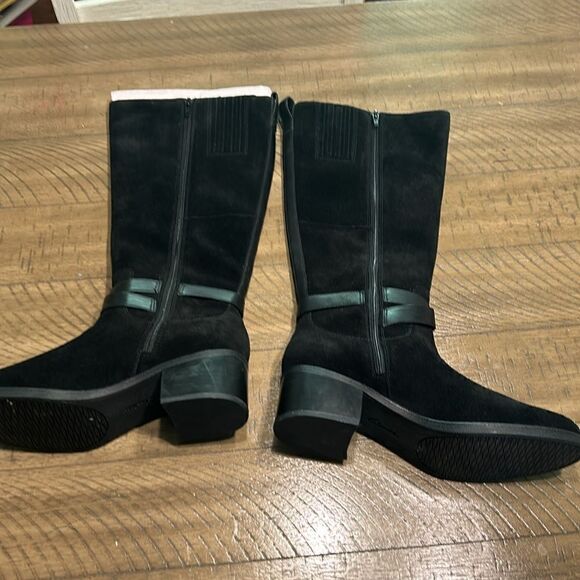 NWOT Clarks black suede leather knee-high boots size 10 - Picture 4 of 10
